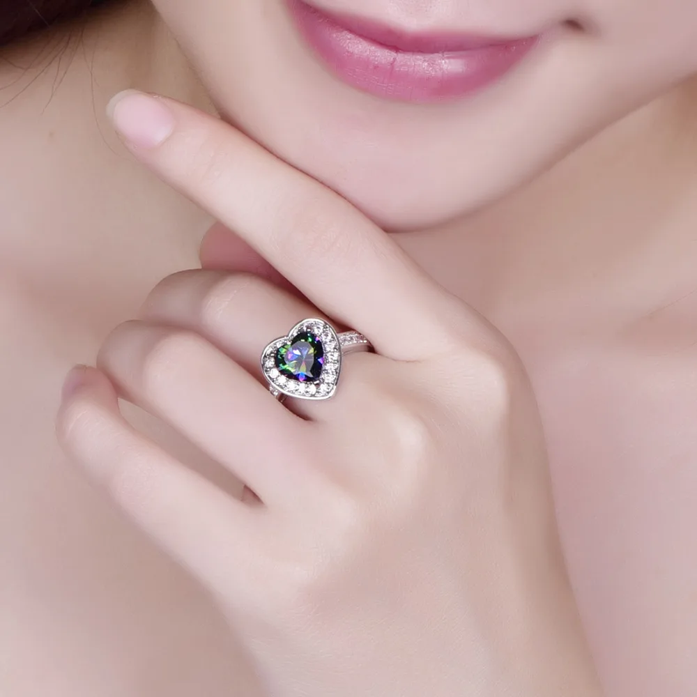 Изысканный кольцо lingmei Heart Multi & Blue White CZ серебряного цвета Размер 6 7 8 9