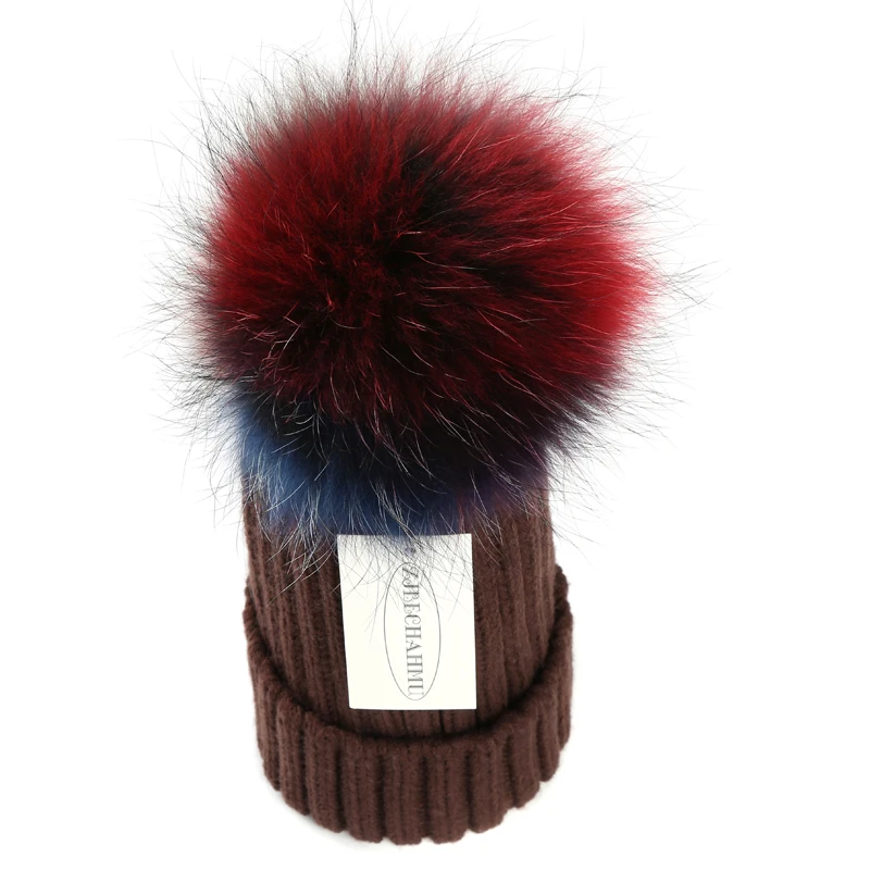 Шапка-бини с помпоном из натурального меха норки 18 см | Аксессуары для одежды