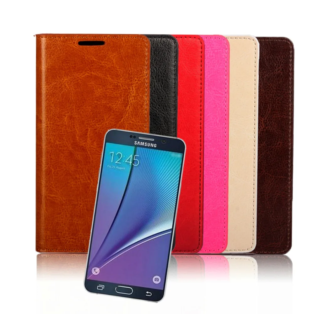 Примечание 5 новых Флип из натуральной кожи чехол для Samsung Galaxy Note люксовых масел