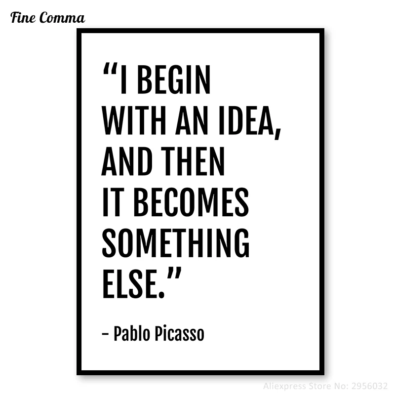 Пабло Пикассо цитирует черно белую стену художественный холст печать Жикле