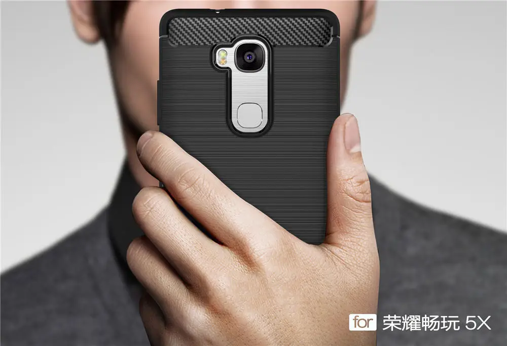 Для Huawei Honor 5X чехол для телефона окружающей среды углерода Волокно Мягкие TPU