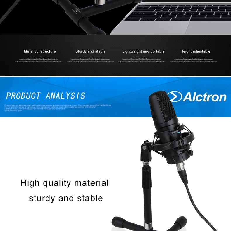 Alctron KS-2 портативная настольная подставка маленькая микрофонная подставка, светильник, регулируемый, универсальный разъем