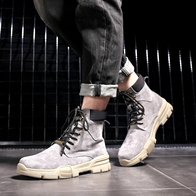 men's boots leather warm military big size Korean version of the British wind men |