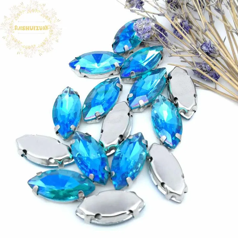 7*15mm Horse eye Dazzle color Crystal Glass Sewing Rhinestones with Claw DIY Shose and Wedding Dresses Complete | Дом и сад