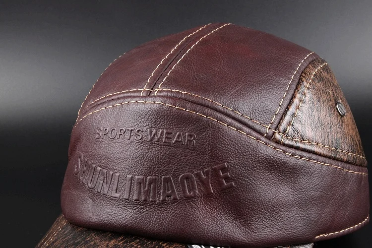 2020 новая зимняя кожаная повседневная бейсбольная кепка Кожаная шапка с ушками