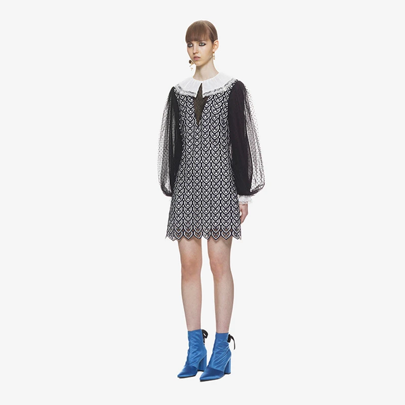 MODA NOVA/платье для автопортретов женское винтажное вязаное платье с вышивкой