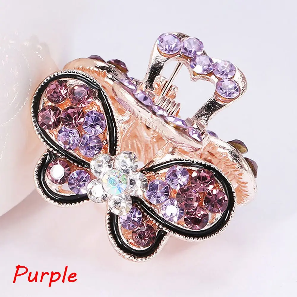 Purple 1 шт. ретро элегантная со стразами мини-бабочка корона заколка для волос заколка винтажная блестящая заколка для волос для укладки женских волос аксессуары - Цвет: Purple