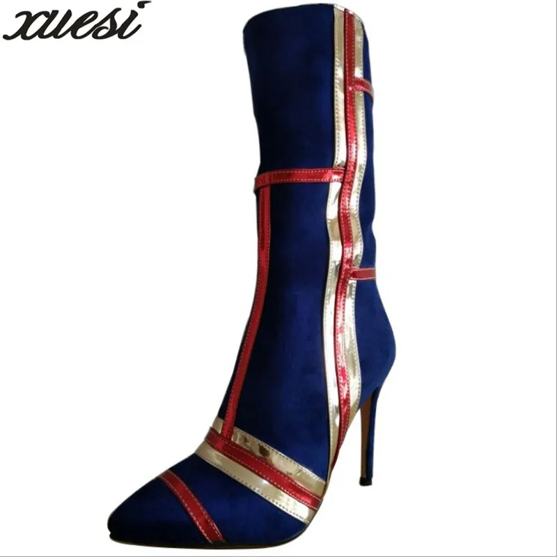 2018 зимние Для женщин сапоги женская зимняя обувь синие джинсовые zapatos mujer zapatillas