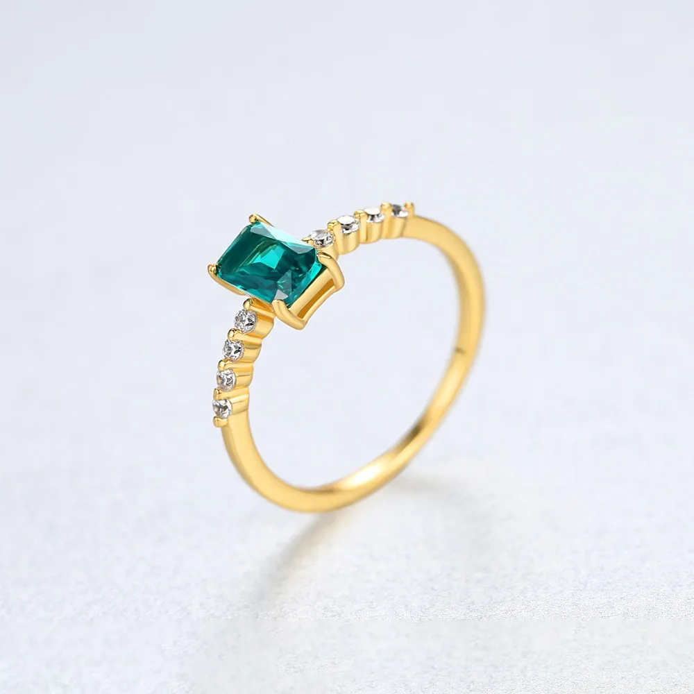 INALIS New Simple Engagement Finger Rings for Women 925 Sterling Silver Micro Paved CZ Stone Red Emerald Purple Crystal Bijoux | Украшения
