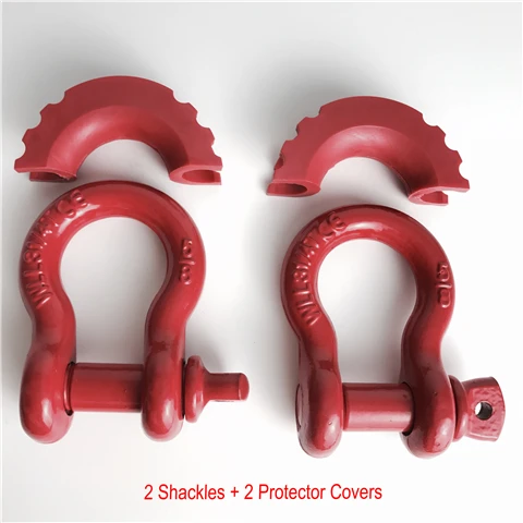 2shackle and 2 cover 4x4 аксессуары 3,25 т буксировочная Скоба крюк с крышка изолятора для буксировки буксировочные ремонтные комплекты для Jeep/Truck внедорожные детали для буксировки - Название цвета: 2shackle and 2 cover