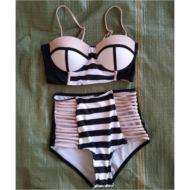 Борется Цвет пуш ап обертывание с высокой талией треугольный Купальники/бикини