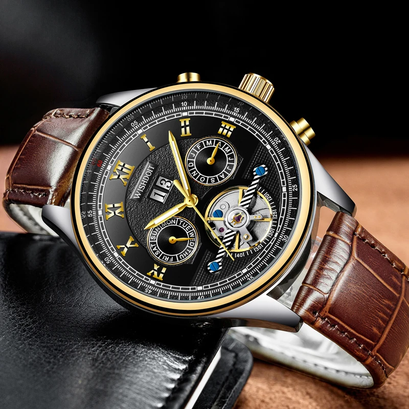Часы WISHDOIT Мужские механические Автоматические брендовые Роскошные