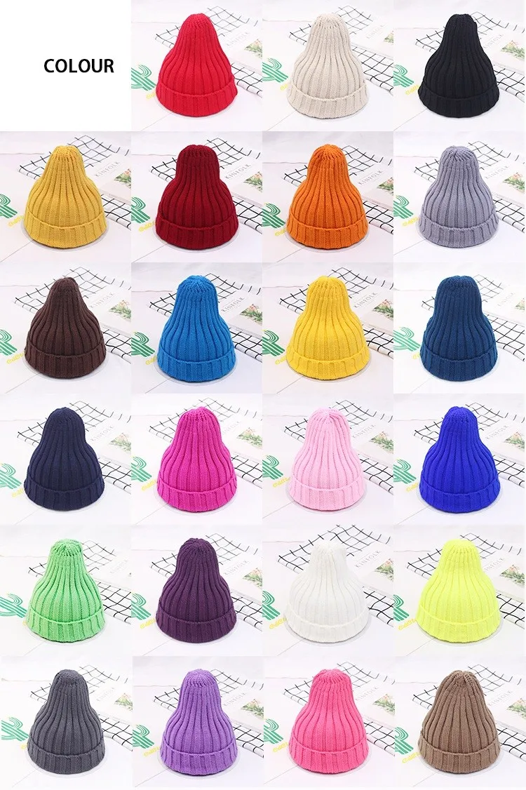 Женская вязаная шапка с заостренным носом зимняя из акрила 19 цветов 2021|fashion knit