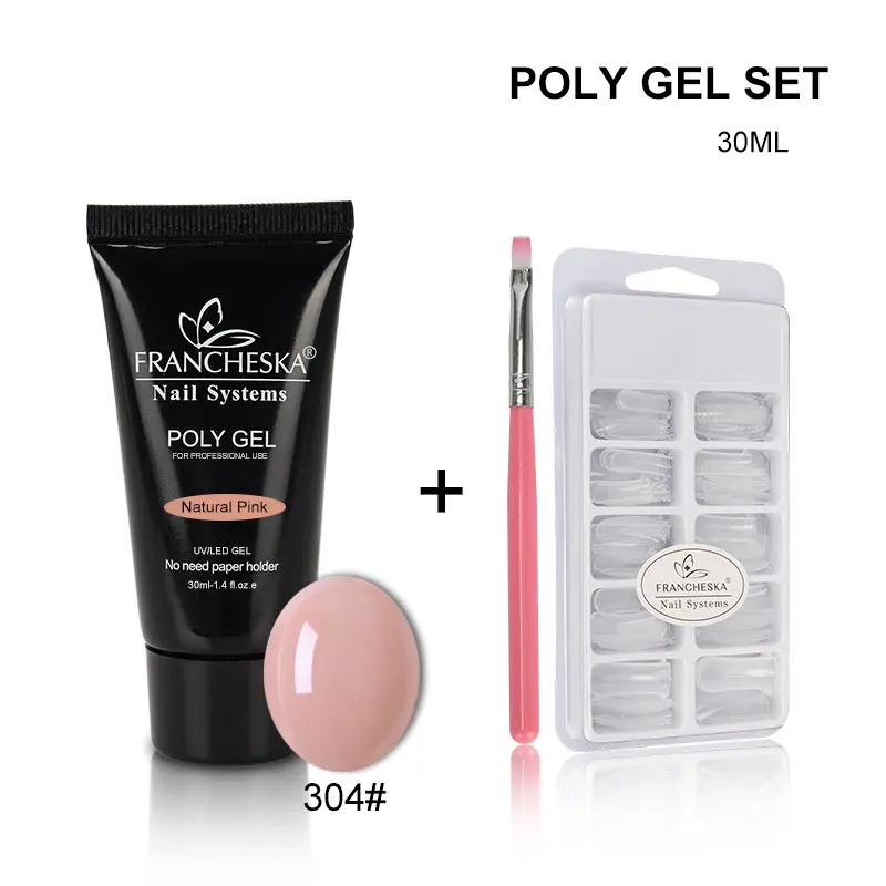 poly gel 304 kits 30 г полигелевые наборы, 7 цветов, строительный полигелевый набор, Быстросохнущий дизайн ногтей, наращивание ногтей, натуральный Твердый акриловый гелевый набор - Цвет: poly gel 304 kits