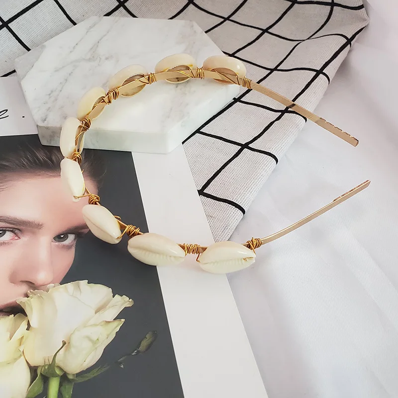 Fashion snoops, трендовые заколки для волос с искусственным жемчугом и бусинами для женщин, богемные новые ободки в виде морской раковины, модные женские обручи для волос, подарок