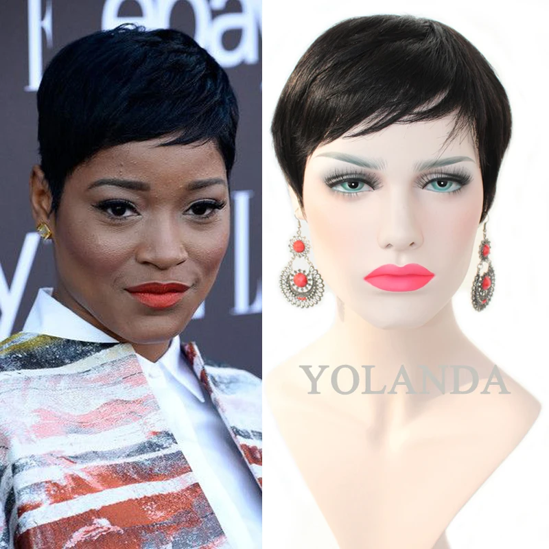 2017 New Short Pixie Cut Human Natural Hair Wig Rihanna Full Lace Front Bob Wigs For Black Women Celebrity Hot Sale |