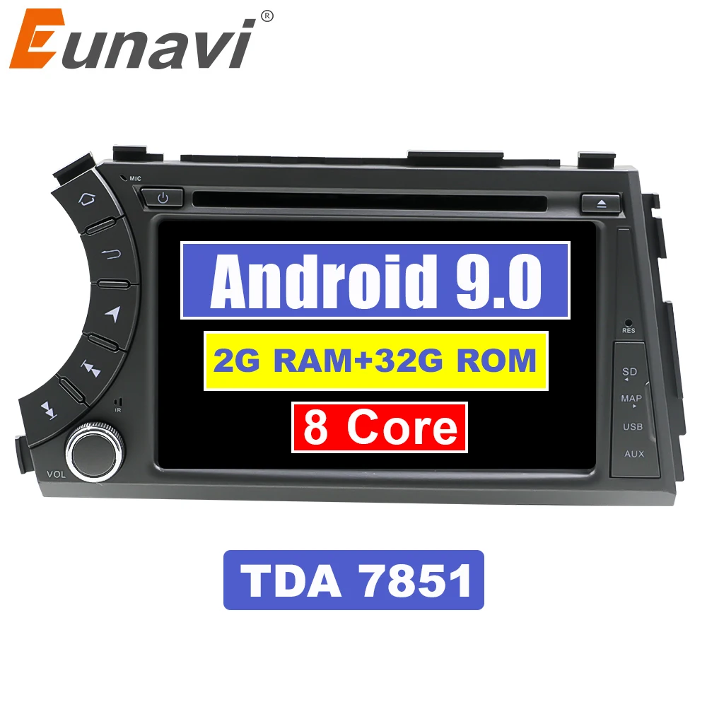 Eunavi 2G + 32G Octa 8 core android 9 0 автомобильный dvd для Ssang yong Ssangyong Actyon Kyron мультимедийный