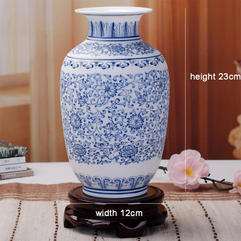 Blue And White Vase Matte Interlock Branch Lotus Decoration Jingdezhen Ceramic Graceful Decorate Ornaments Flower Vases | Дом и сад