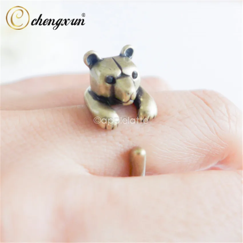 CHENGXUN AAA + кубический циркон Кристалл Прекрасный медведь кольца милые животные