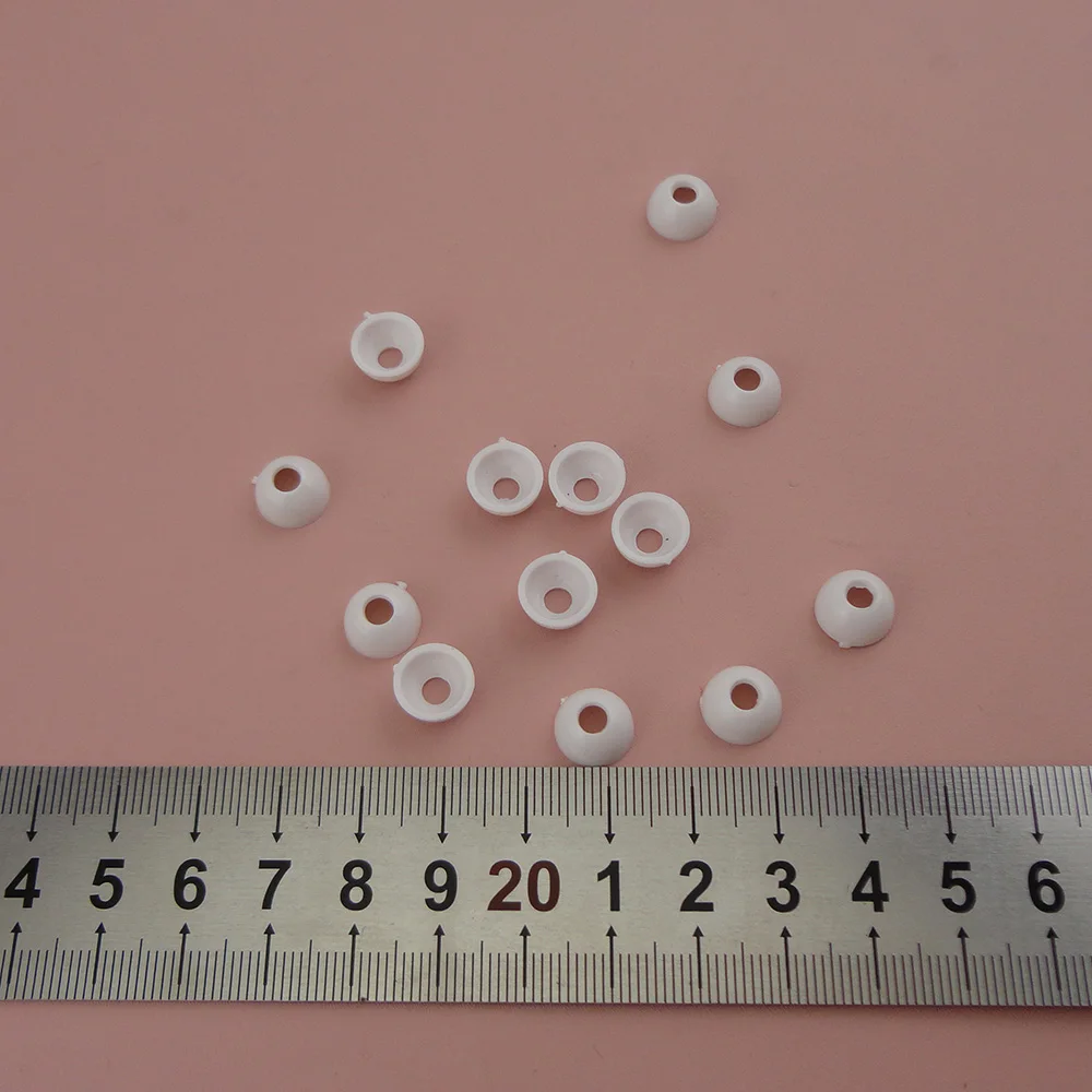 

400PCS 10mm White Plastic bell stoppers with 3.5mm one hole for attaching accessories on elastic hair bands,DIY Hair accessories