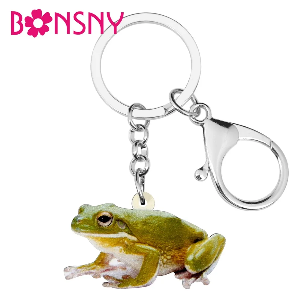Bonsny акриловый Забавный ключ в форме лягушки цепочки брелки подвеска