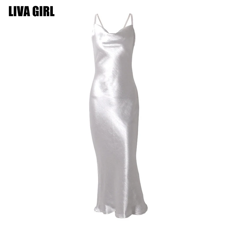 Новинка от Liva Girl свидание атласное платье макси с высокой талией элегантное и