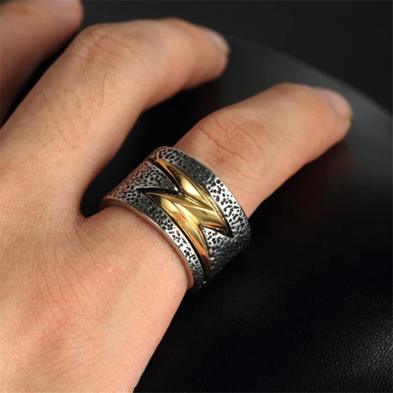 Elfasio мужское кольцо молния нержавеющая сталь Кольца Серебро Золото Винтажные