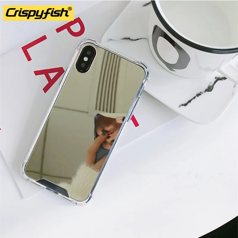 Противоударный мягкий чехол с косметическим зеркалом для iPhone 7 8 Plus