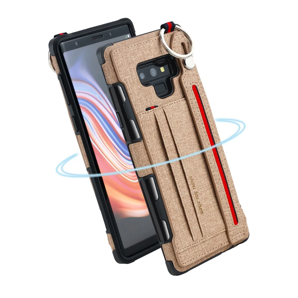 Cowboy Cloth Texture Wallet Card Slot Case For Samsung galaxy Note 8 Luxury Hand Lanyard Cover 9 Coque |