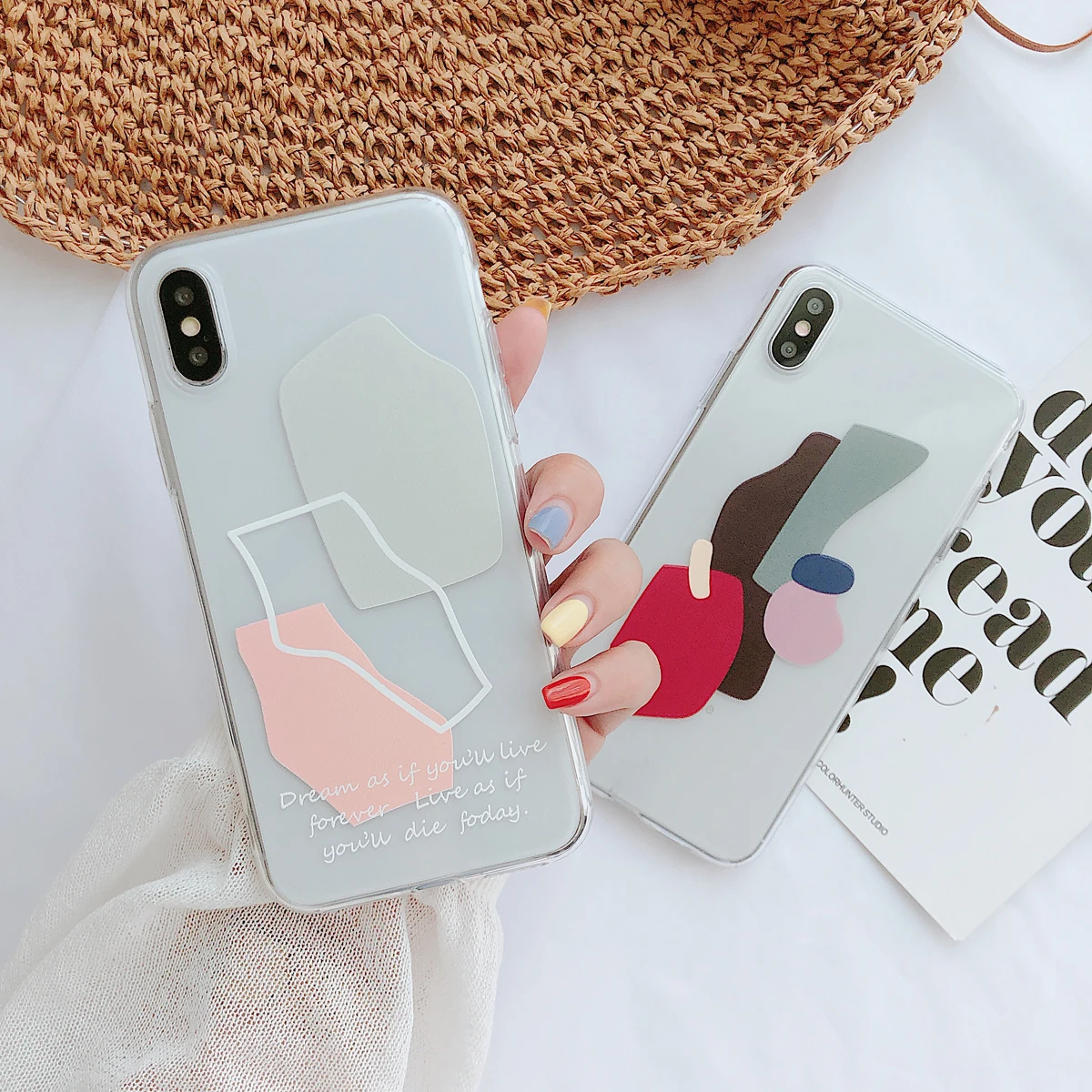 Прекрасный Простой геометрические блоки шаблон чехол для Apple iphone 6 6S 7 8 Plus X XR XS