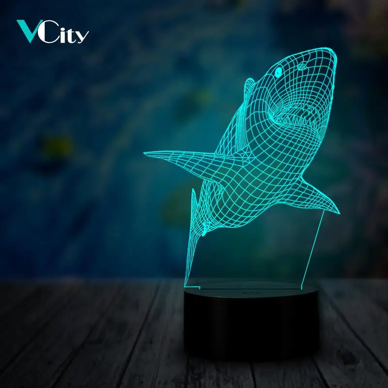 VCity Акула 3D лампа светильник ing светодиодный USB Настроение Ночной многоцветный