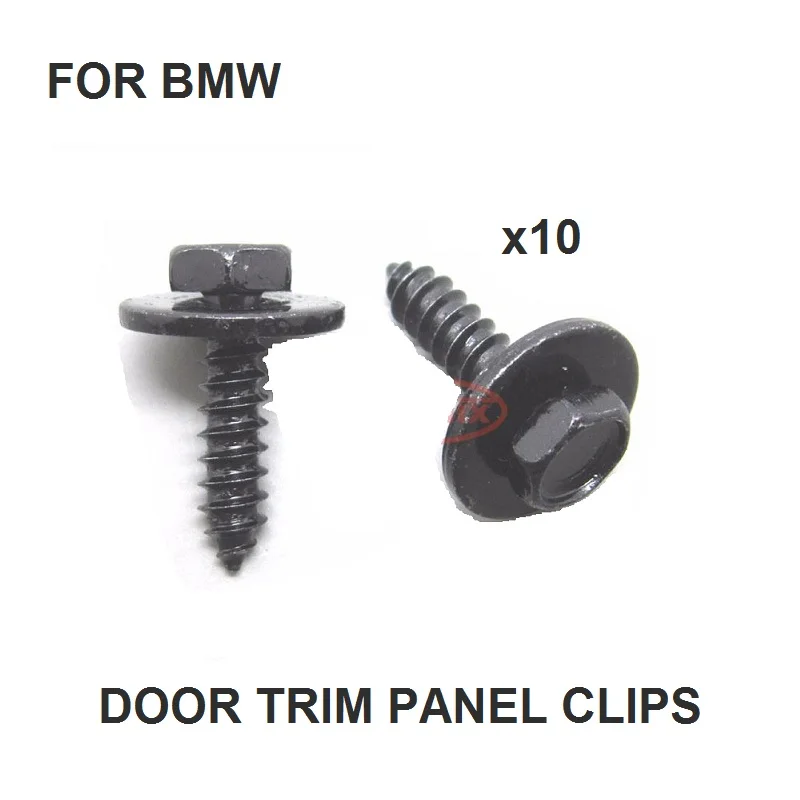 

x10 FOR BMW SELF TAPPING TAPPER SCREW & WASHER 4.8 x 19 mm BLACK 8mm HEX HEAD NEW