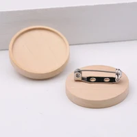 10pcs 25mm wood cabochon brooch pin base blanks diy wooden bezel trays for jewerly making supplies