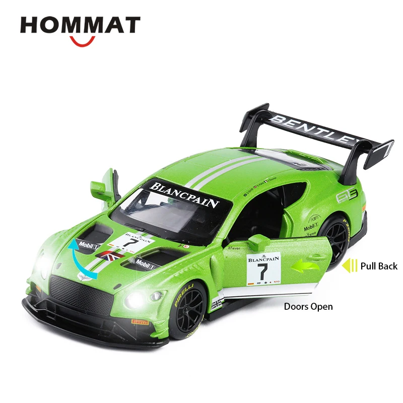 Модель гоночного автомобиля HOMMAT в масштабе 1:32 Bentley Continental GT3 литой игрушечный