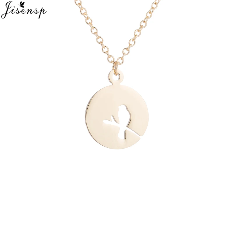 

Jisensp New Everyday Jewelry Origami Bird Pendant Necklace for Girls Lovely Hollow Round Necklaces Birthday Jewelry Gift