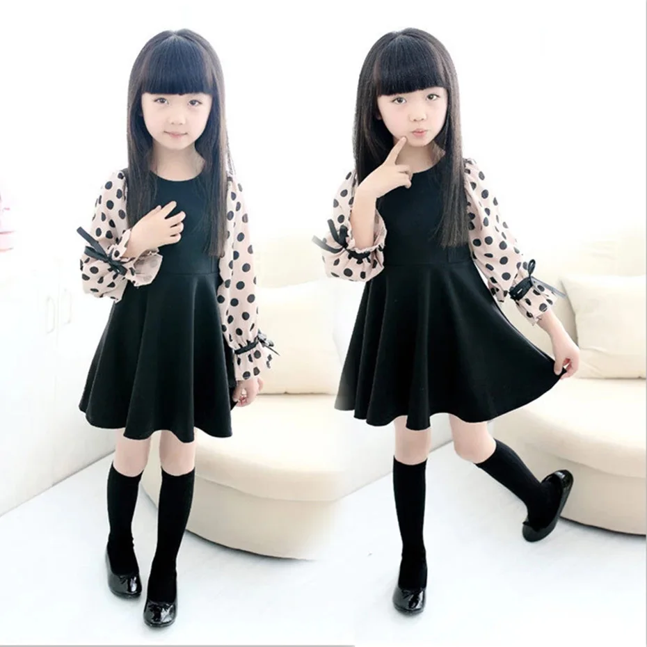 Princess Girls Dress Patchwork Kids Dot For Mesh Children's Clothes Summer Elegant Girl Clothing 6 8 12 Years | Детская одежда и