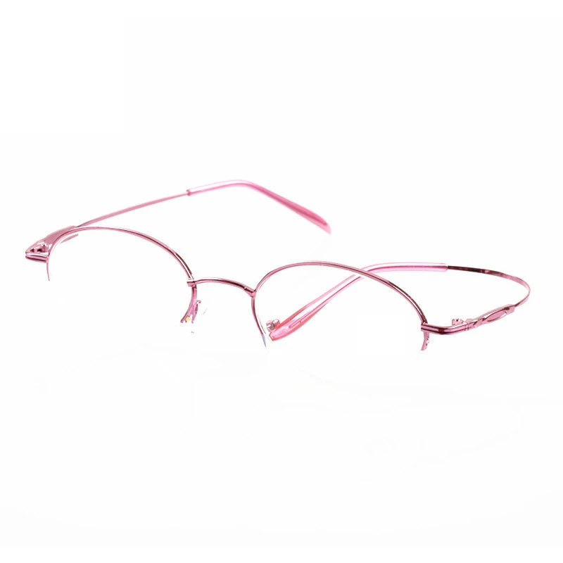 Pink Myopia 1.5 Seemfly диоптрия-1-1,5-2-2,5-3-3,5-4-4,5-5-5,5-6 очки для близорукости женские металлические полуоправы близорукие очки - Цвет оправы: Pink Myopia 1.5