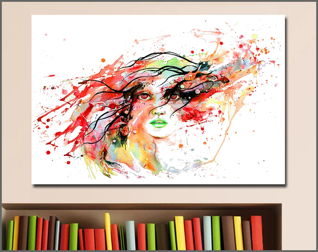 

Fashion Printing Oil Painting Abstraction Ink Pretty Girl Avatar Wall Art Canvas Print Pictures For Living Room And Bedroom