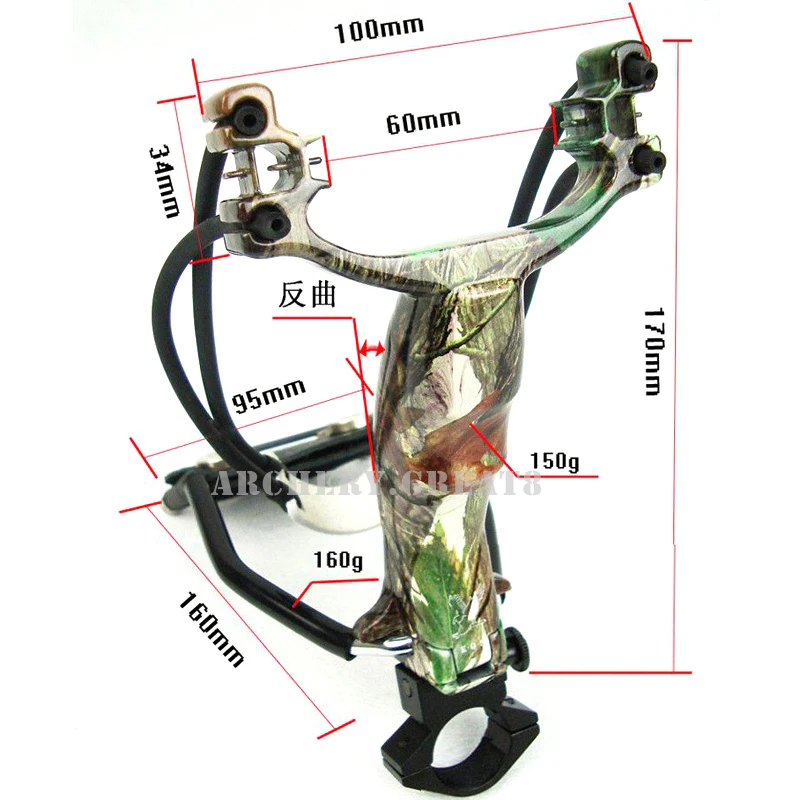 

1X Hunting Slingshot Powerful Camo Black Silver Wrist Catapult Rubber Band Fishing Shooting Archery Bow Free Shipping