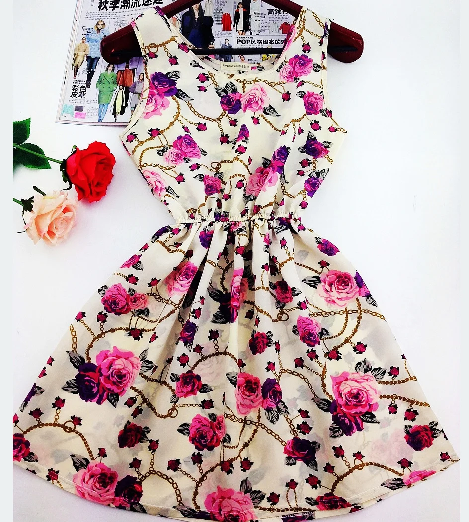 2017 vestidos mujer Женская одежда кружевное шифоновое платье с принтом повседневное