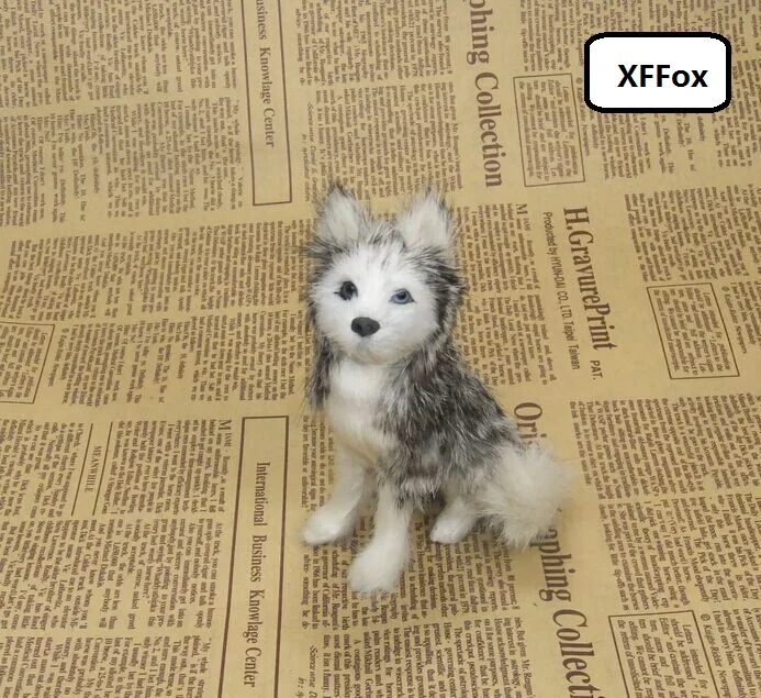 

cute real life sitting model plastic&furs small husky dog doll gift about 12x8cm xf1477