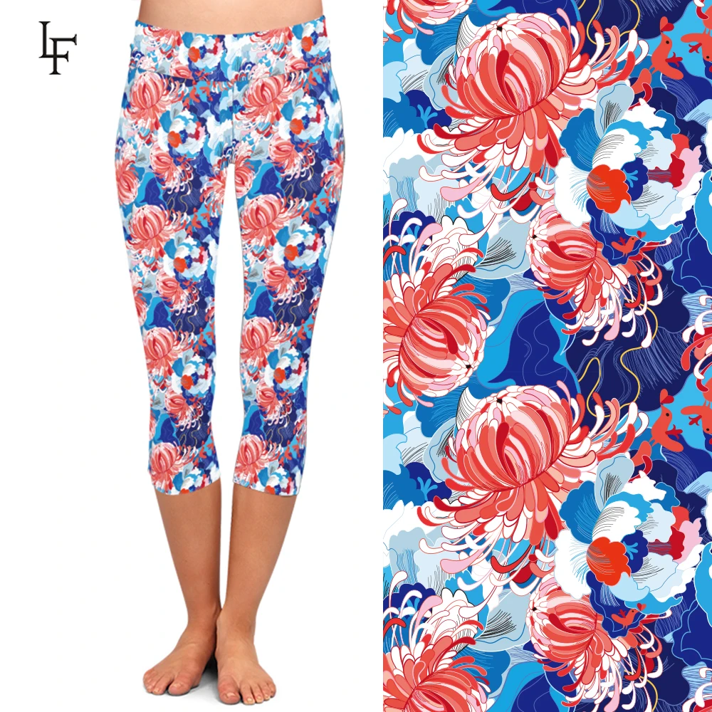 Женские леггинсы-капри с завышенной талией эластичные брюки 3D Цифровым принтом