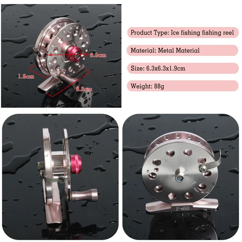 Sougayilang Portable Ice Fishing Reel Shrimp Fish Fly Winter Reels 6.3x6.3x1.9cm 88g Full Metal Mini | Спорт и развлечения