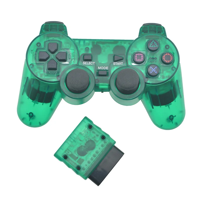 Беспроводной геймпад для sony PS2 контроллер для Playstation 2 Консоль джойстик Двойной вибрационный шок джойстик беспроводной контроллер - Цвет: Green