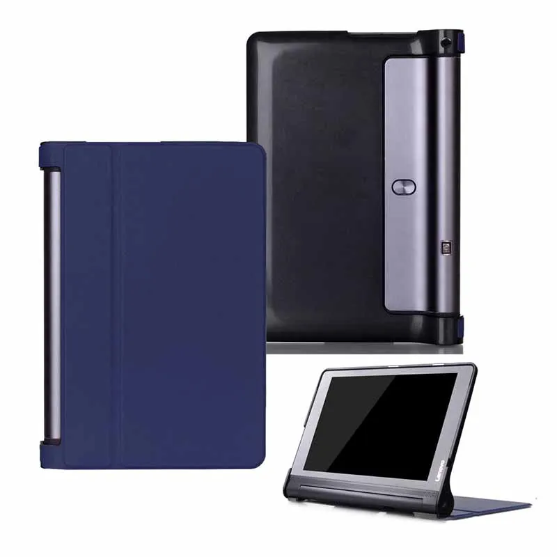 10,1 дюймовый защитный чехол для планшета lenovo Yoga Tab3 Plus 10,1 YT-X703 из искусственной кожи чехол для lenovo Yoga TAB 3 X90F/X90L+ пленка - Цвет: Dark Blue