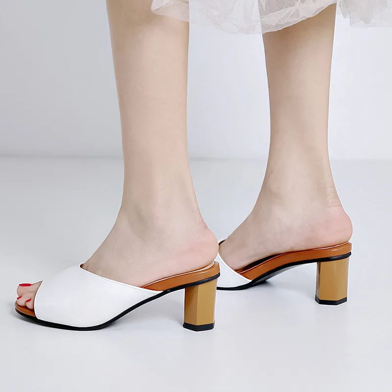 

MoonMeek big size 34-44 new summer slippers shallow high heels shoes women comfortable ladies prom shoes women slippers 2020