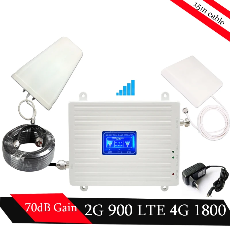 Россия GSM 900 4G LTE 1800 ретранслятор МГц Мобильный усилитель сигнала 70dB Dual Band Repetidor