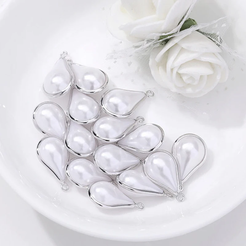 1 Pair Elegant Silver Gold Simulated Pearl Pendant Connectors Charm DIY Jewelry Accessories Findings Supplies For | Дом и сад