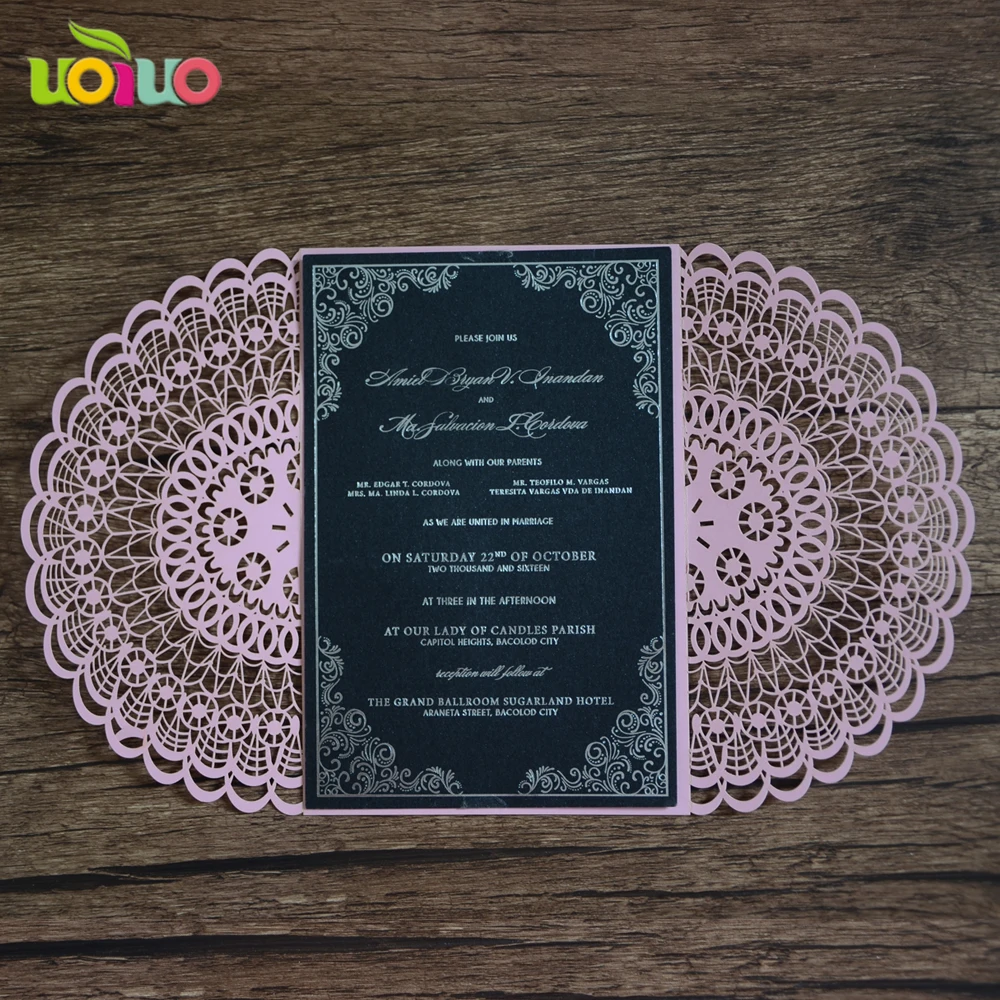 sea blue fold 10Pcs Sample Laser Cut Wedding Invitation Cards Customizalbe Envelopes &amp Inner Card Party Supplies | Дом и сад