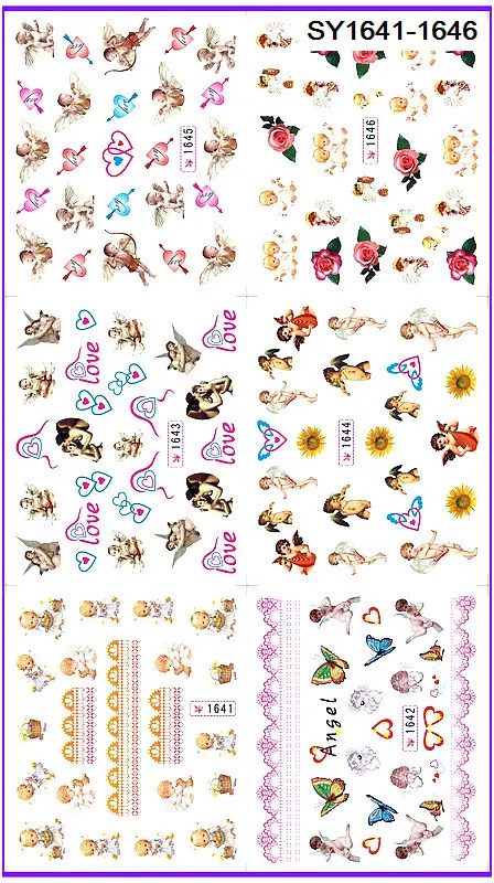 6 упак./лот блестящая водяная наклейка для дизайна ногтей ангельская религиозная